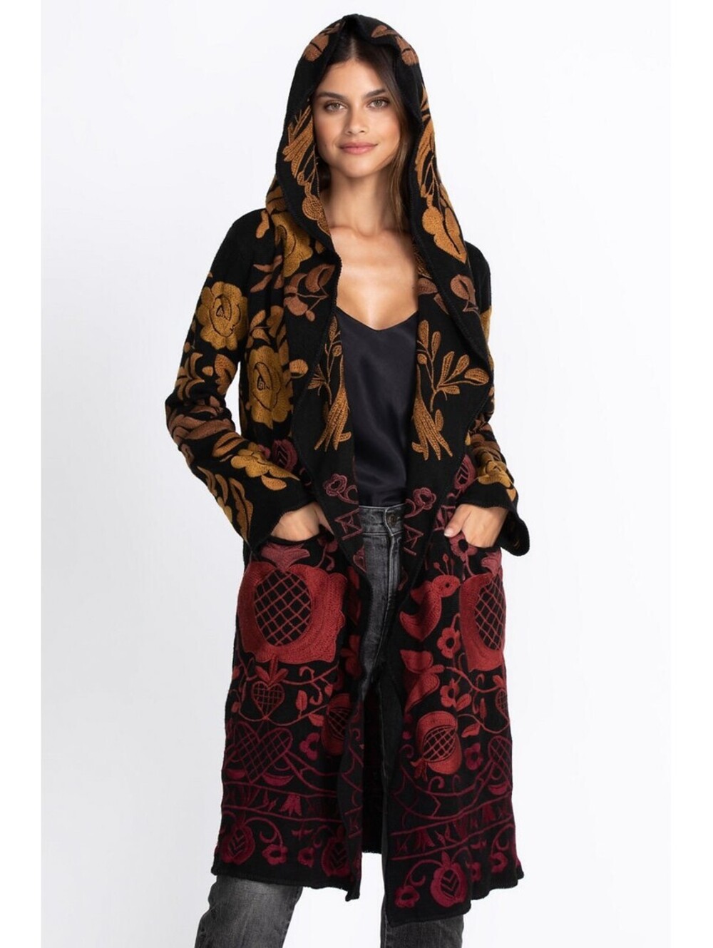 Johnny Was Selene Floral Embroidered Duster Cardigan Medium